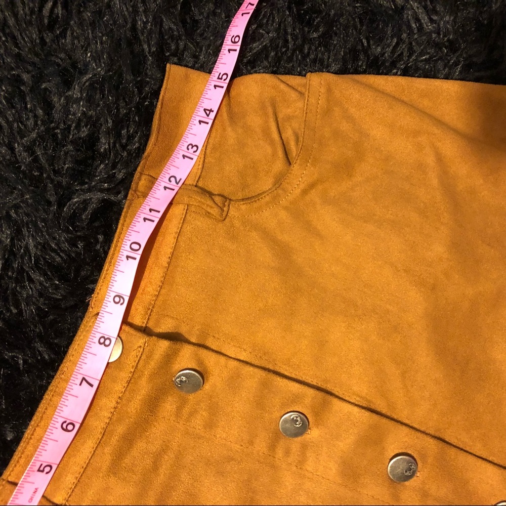 Brown Suede Button A-Line Skirt Size Medium - Picture 4 of 6